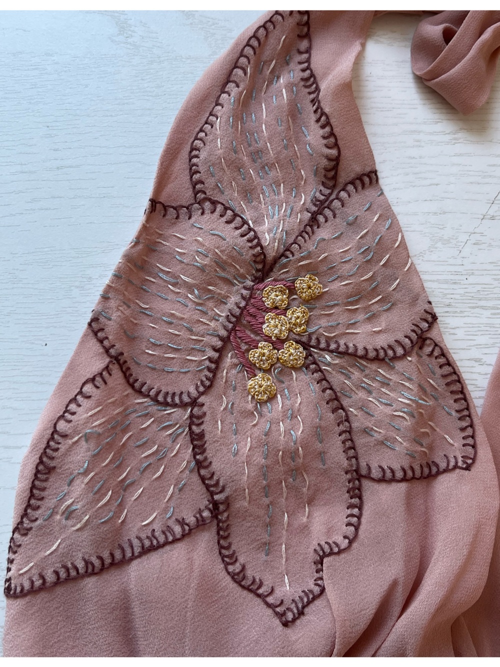 Y2K BCBGmaxazria Pink Silk Dress Fairycore Angel Ethereal Halter Embroidered 10 - Picture 8 of 12
